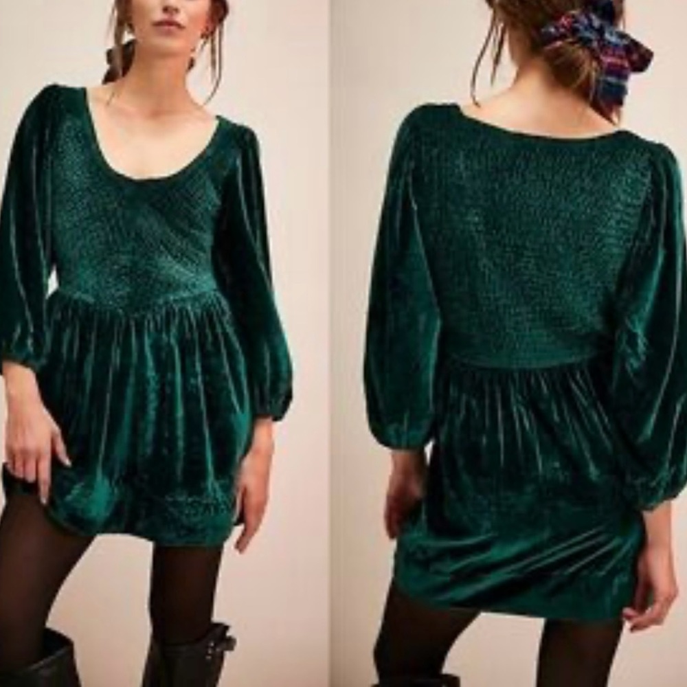 NWOT Free People Farrier Velvet Mini Dress w/pockets Sz XS